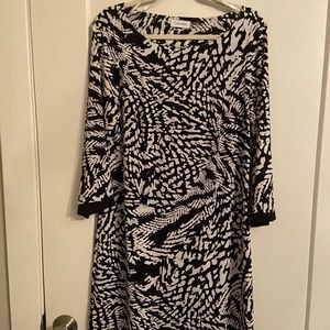 Calvin Klein dress with black and white animal pattern, CK dress size 12 B&W